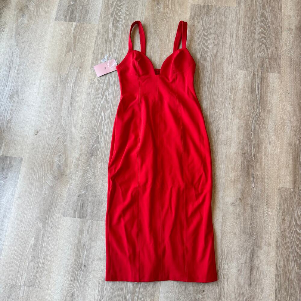 BHLDN Sage Sweetheart Stretch Crepe Midi Dress - Size S - Picture 2 of 10